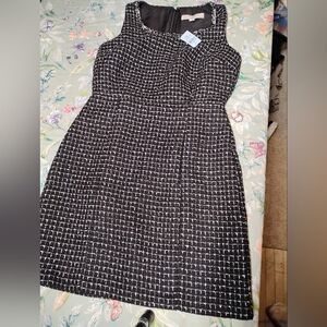 LOFT Black and White Strapless Dress